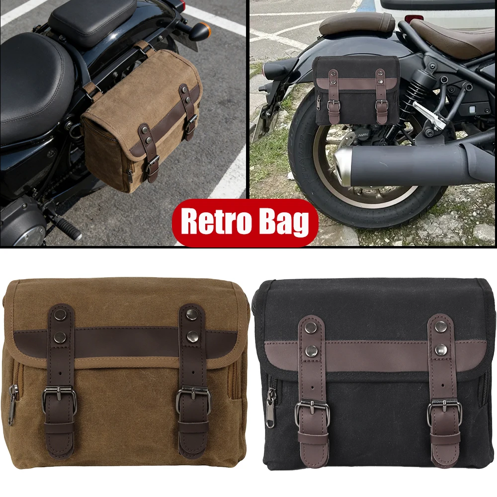 

Universal Vintage Motorcycle Saddle Bag With shoulder strap For Kawasaki Yamaha Vespa Waterproof front bag Motorbike Side Bag