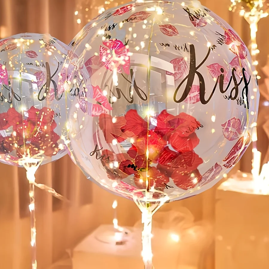 Flame Red Lips Printed Popo Ball Kiss Me Used for Confession Valentine's Day Decoration Birthday Party