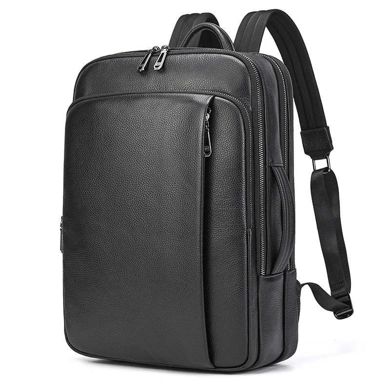 Fashionable Leather Laptop backpack men women genuine leather school backpacks Simple Style School Bagpack Male Anti Theft