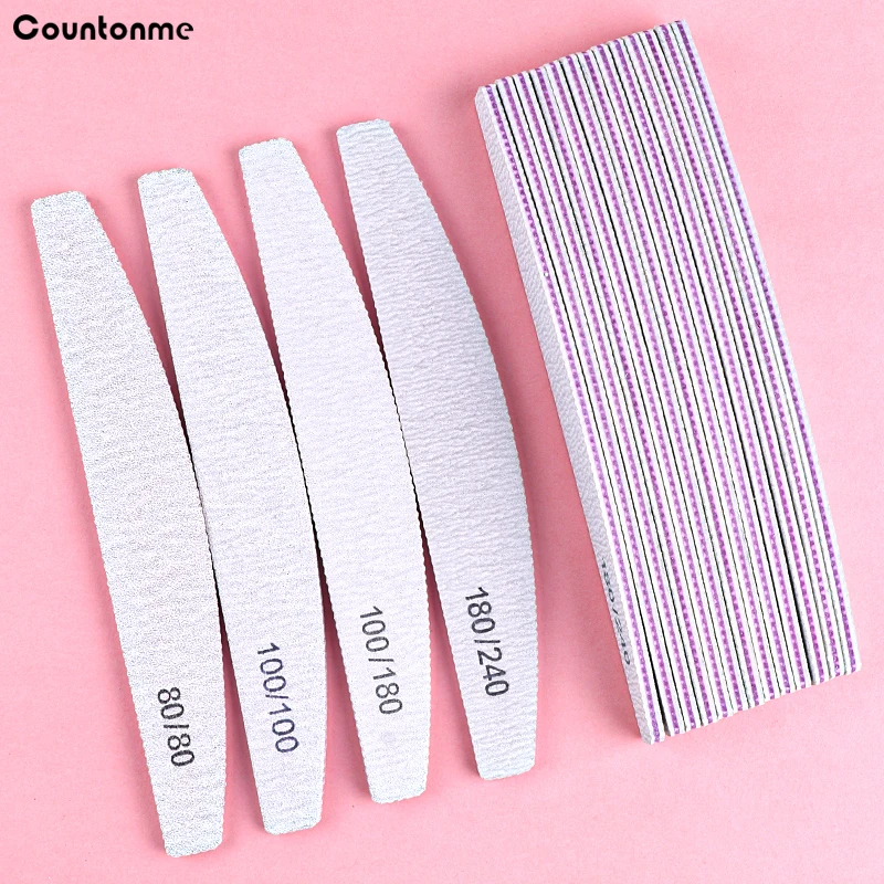 

Grey Boat Nail Files 100/80 Grit 25Pcs/50Pcs Double-Sided Nail Buffer Emery Board Buffer Washable Trimmer Files For Manicure