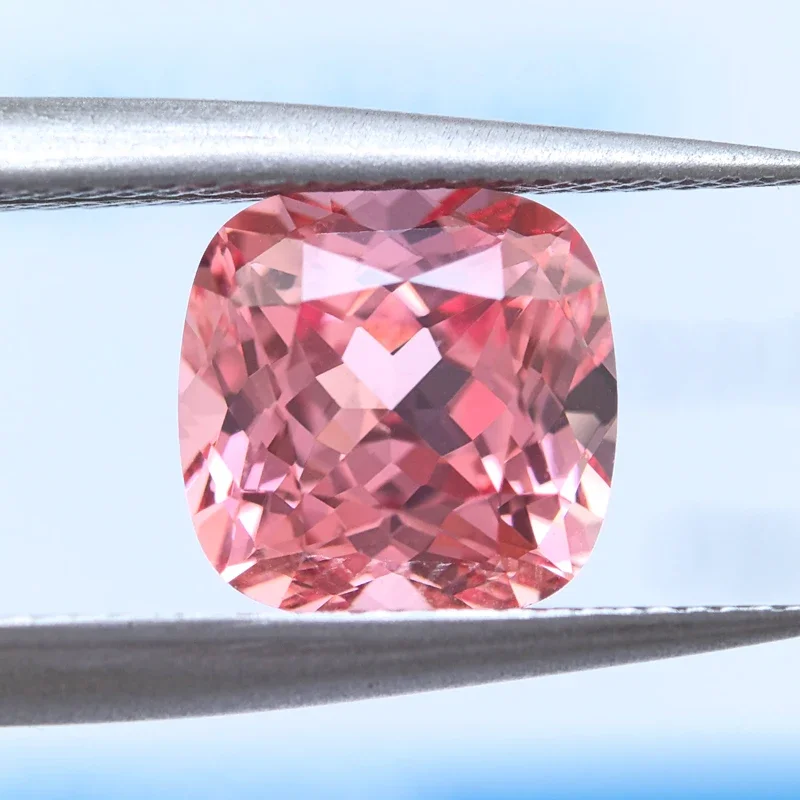 Padparadscha coltivato in laboratorio a forma di cuscino di loto rosso per ciondoli Creazione di gioielli Anello fai da te Collana Orecchini Certificato di materiali principali