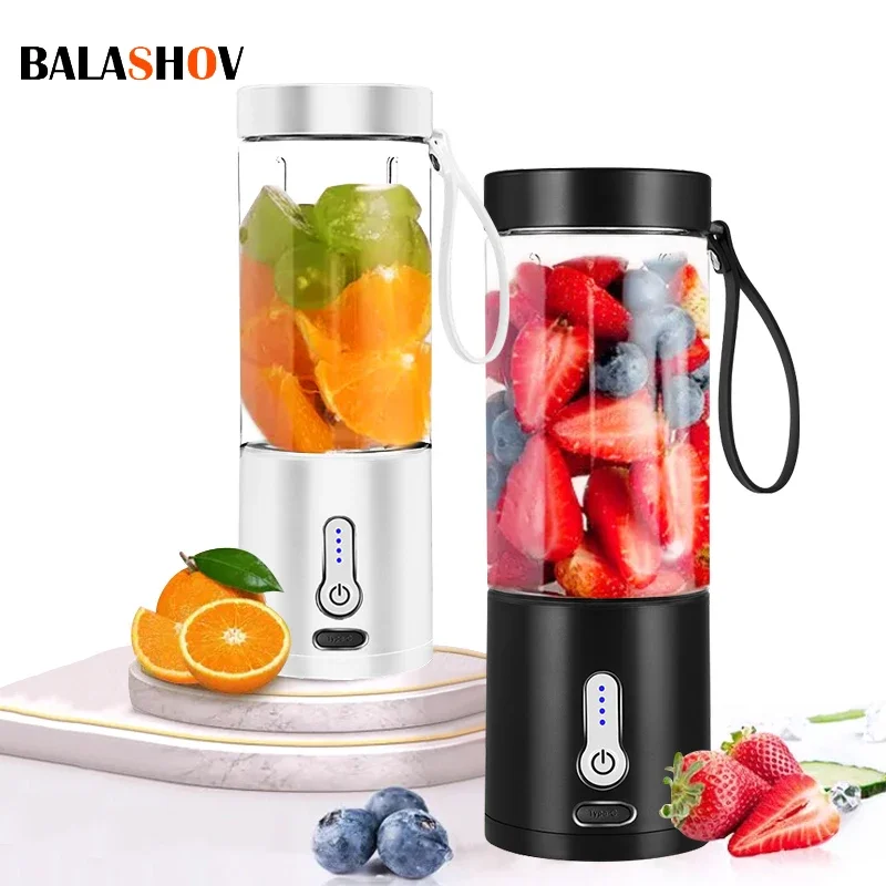 

530ML Portable Blender Smoothies Shakes USB Rechargeable Food Processor Fruit Mixer Machine Powerful Mini Juicer Blender Cup