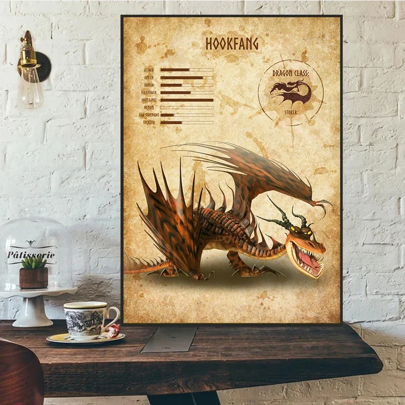 خمر التنين أنواع الرعب الرهيب همس الموت غرفتة المشارك طباعة حائط لوح رسم الفن صور ديكور غرفة المنزل #3