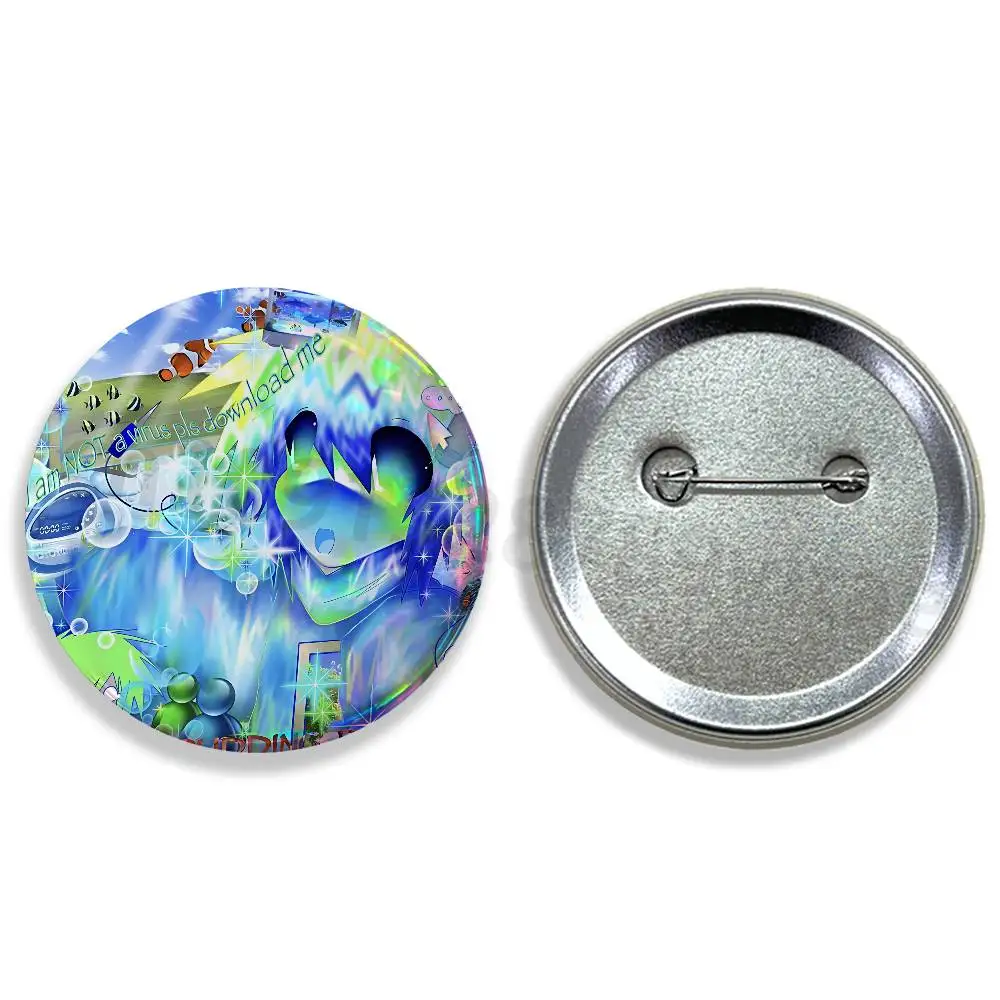 Frutiger Aero Art 32/44/58mm Handmade Pins Round Brooch Badge Backpacks Clothes Jewelry Gifts