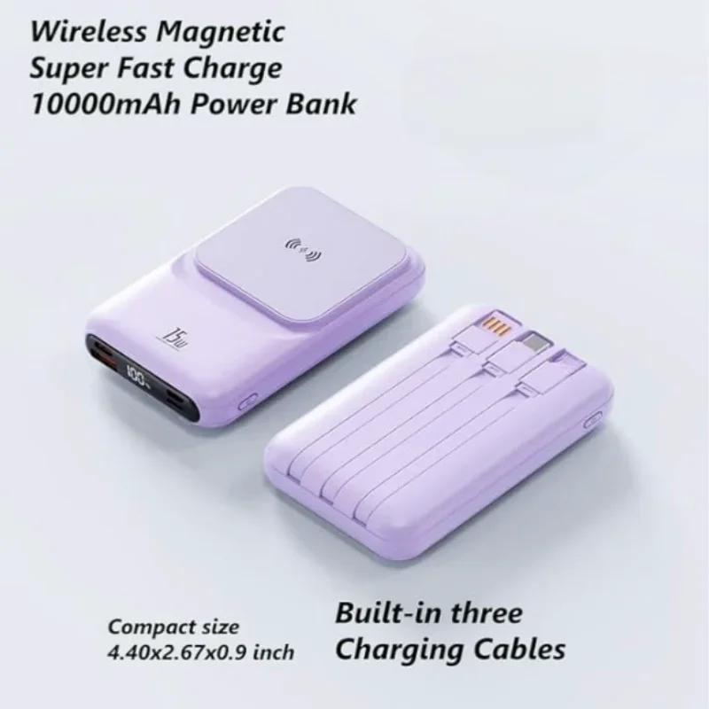 Mini Power Bank magnétique sans fil, chargeur portable, banque d'alimentation rapide mince, adapté pour iPhone, Xiaomi, Samsung, 10000mAh