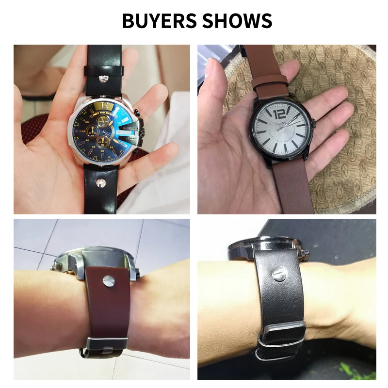 Cow Leather Plain Weave Watch Band for Diesel Dz4323 1657 4343 DZ7408 7406 4318 with Nail Watch Bracelet 24 26 28mm Watch Strap