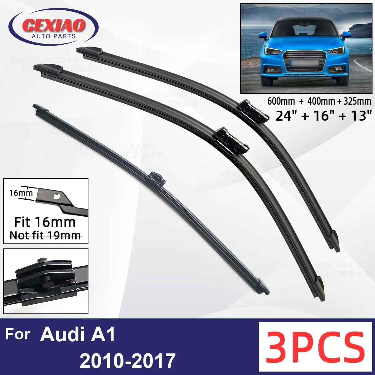 

For Audi A1 2010-2017 Car Front Rear Wiper Blades Soft Rubber Windscreen Wipers Auto Windshield 2010-2017 2010 2011 2016 2017