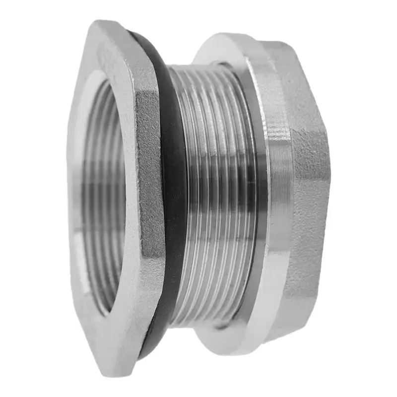AEE4-Water Pipe Connector Adapter SUS304 Stainless Steel Thru-Bulk Fitting For Rain Barrels,Aquariums 2Inch