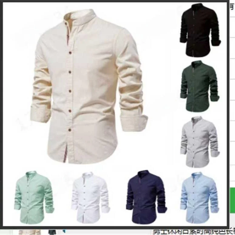 

Trendy Men's Cotton Linen Long Sve irt Iron Free Thiened Winter Warm Pure Color Busin Casual Inner Wear irt