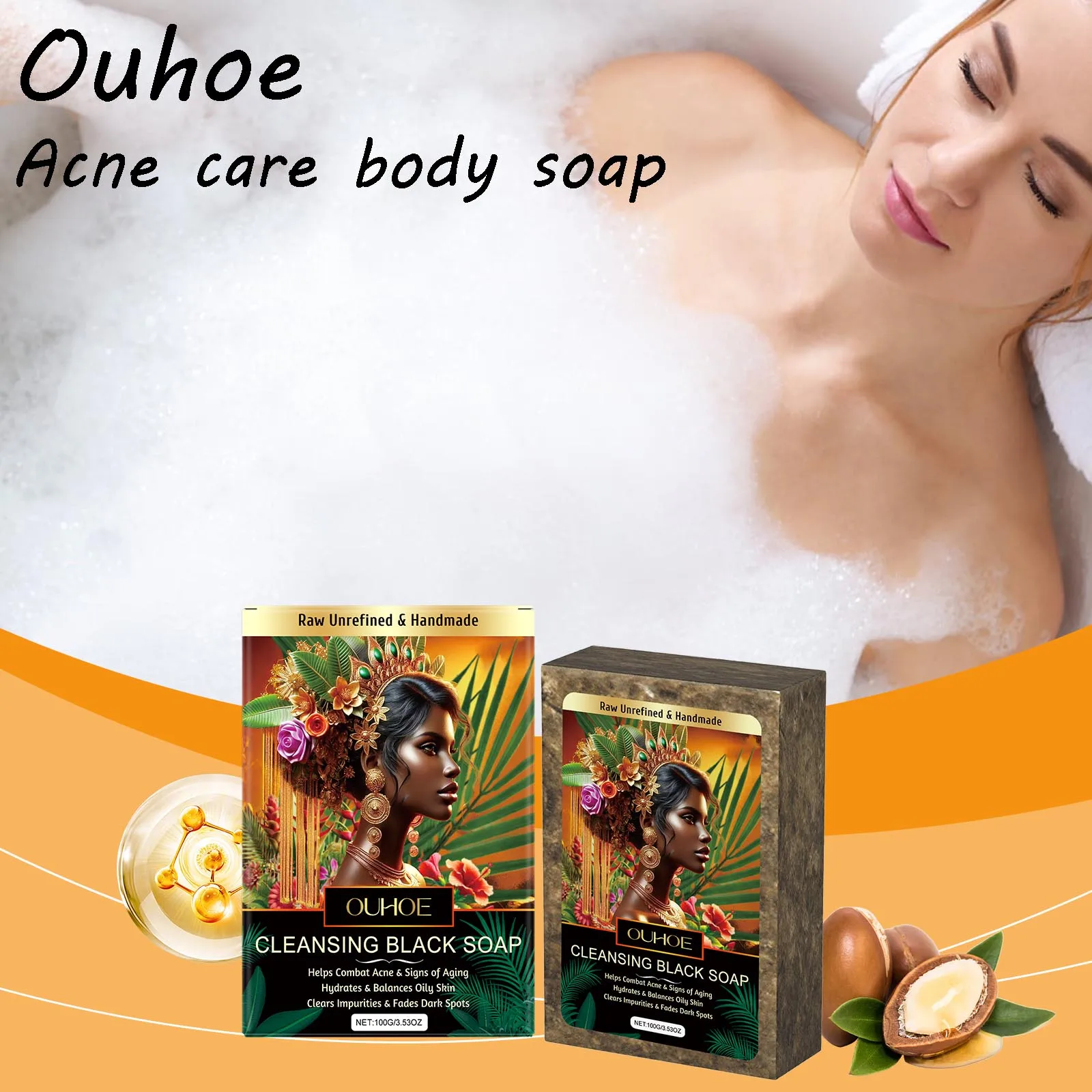 

Ouhoe Body Cleaning Soap Deeply Cleaning Pore Dirts No Tight Moisturizing Rice Bubble Lasting Fragrance Body Cleaning Soap