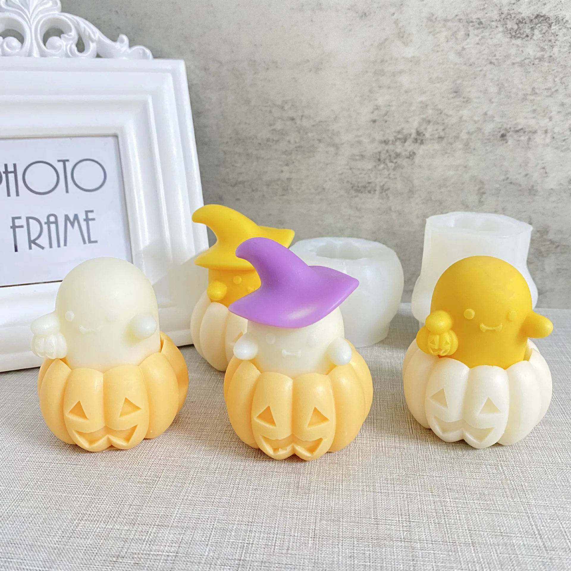 

Хэллоуин тыква банка для свечей силиконовая форма DIY призрак форма для свечей Хэллоуин украшения форма свеча гипсовая смола формы для украшений