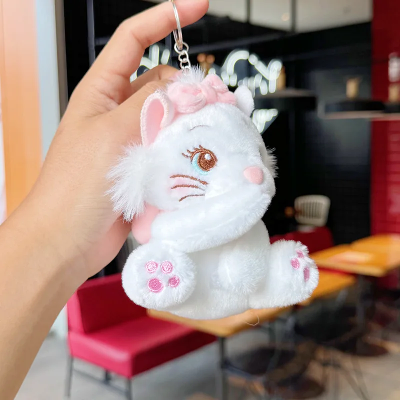 Anime Peripherals Disney Marie Cat Plush Filled Keychain Girl Couple Backpack Pendant Accessory Children\'s Toy Kawaii Gift