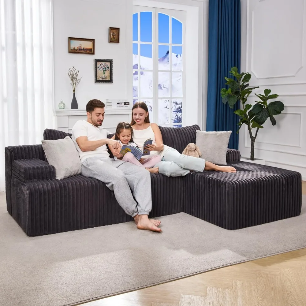 

"96" L-Shape Modular Sectional - 3-Seat Cloud Couch with Memory Foam & Oversized Chaise, Living Room"