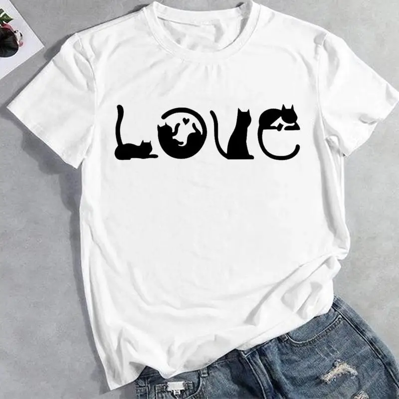 Women Clothes Dog Love Animal Trend Fashion Cartoon Lady Tees Female Summer Print Short Sleeve Tops Tshirt Graphic T-Shirt