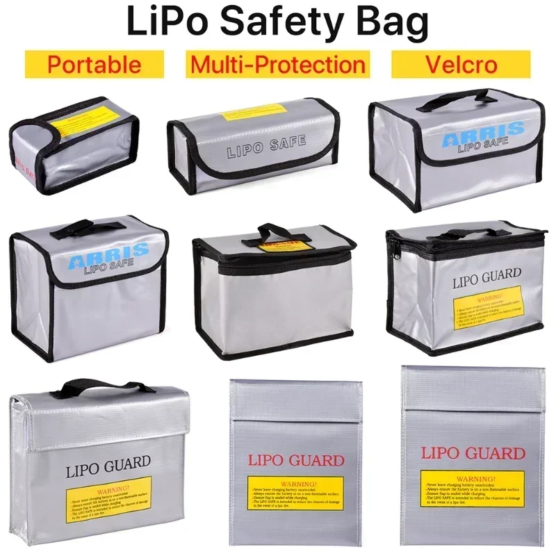 Multi-size RC Car Drone Lithium Battery Explosion-proof Bag Fireproof High Temperature Resistant Fpv Flame Retardant Safe Bag