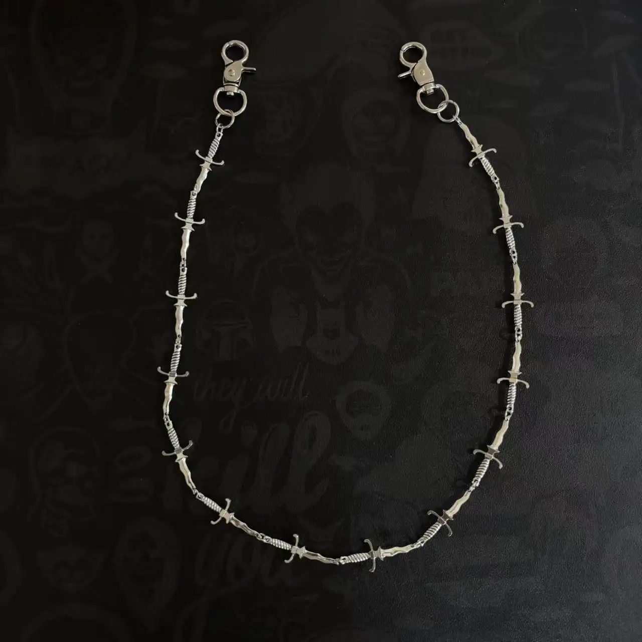 Punk Gothic Style Sword And Knife Jeans Waist Dark Fantasy Accessories, Trendy Pants Chain, Bag Pendant Chain