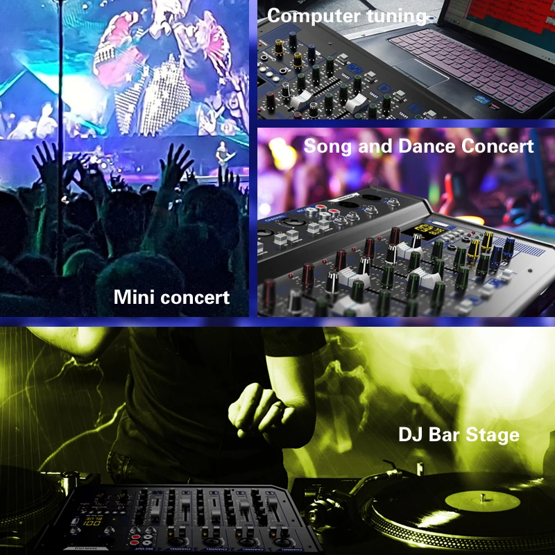 Professional Audio Mixer 6 Channel Sound Board Console DJ Mixing System 99 DSP Sound Table for Stage Party Studio