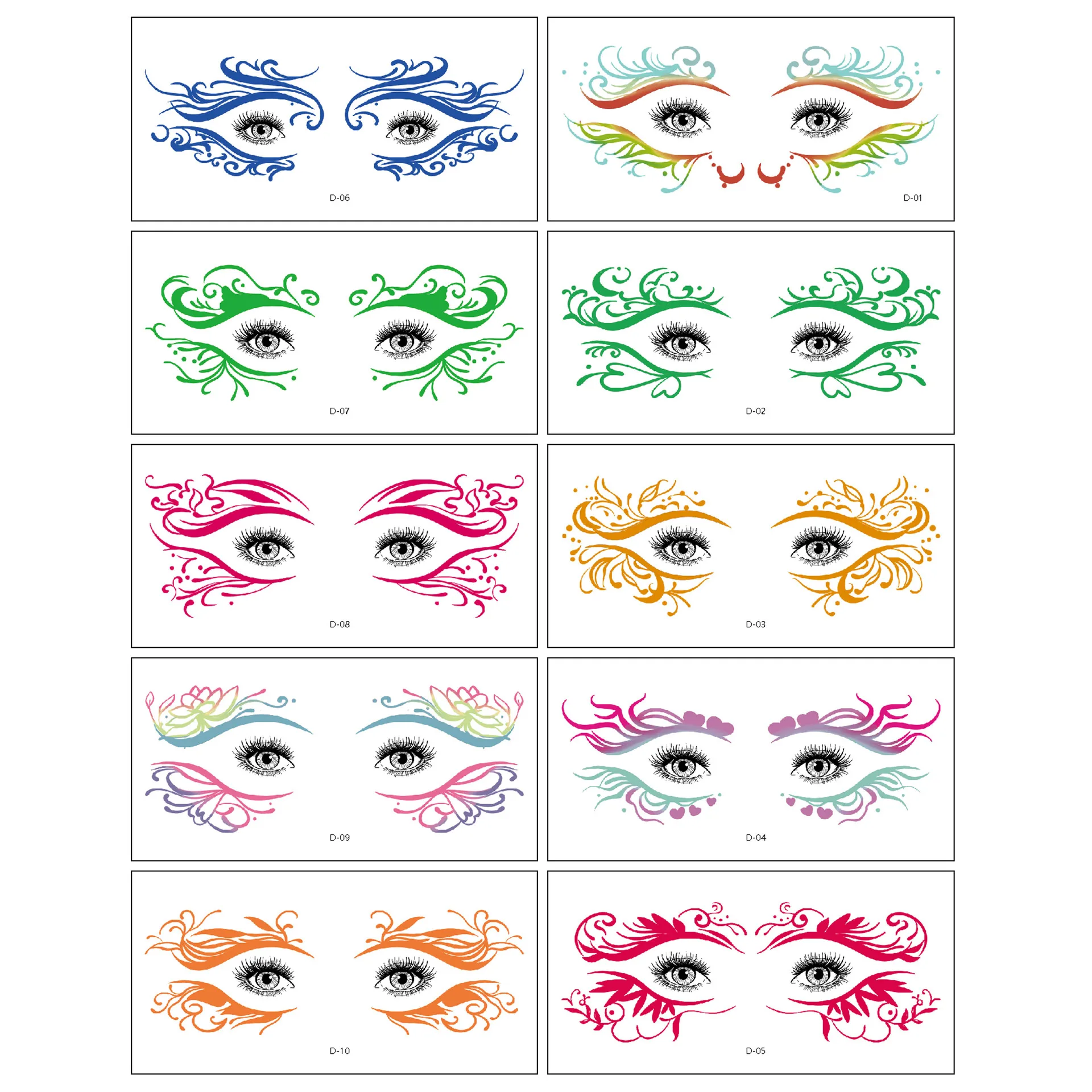 

Gothic Temporary Face Tattoo Stickers Halloween Eye Art Decals for Halloween Party Makeup