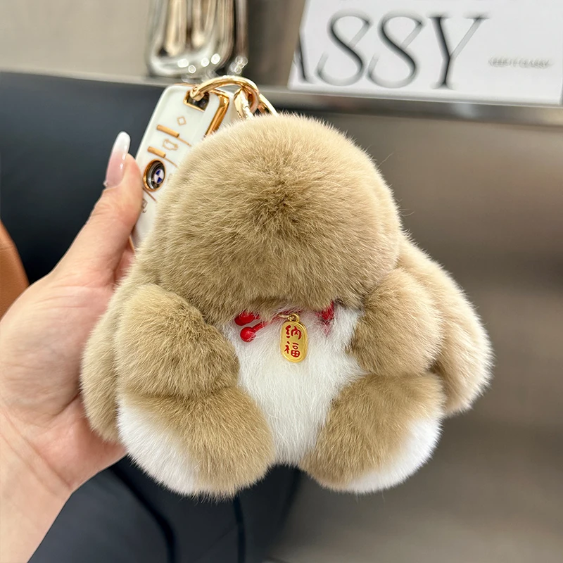 Fluffy Rabbit Keychain For Women Plush Pompom Bunny Hare Key Chain On Bag Car Trinket Female Jewerly Party Dolls Gifts