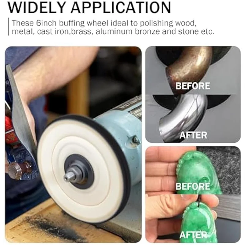 

B28C-6Inch Buffing Polishing Wheels,For Bench Grinder,With Buffing Polishing Cutting Compounds,With Non-Woven Bandage