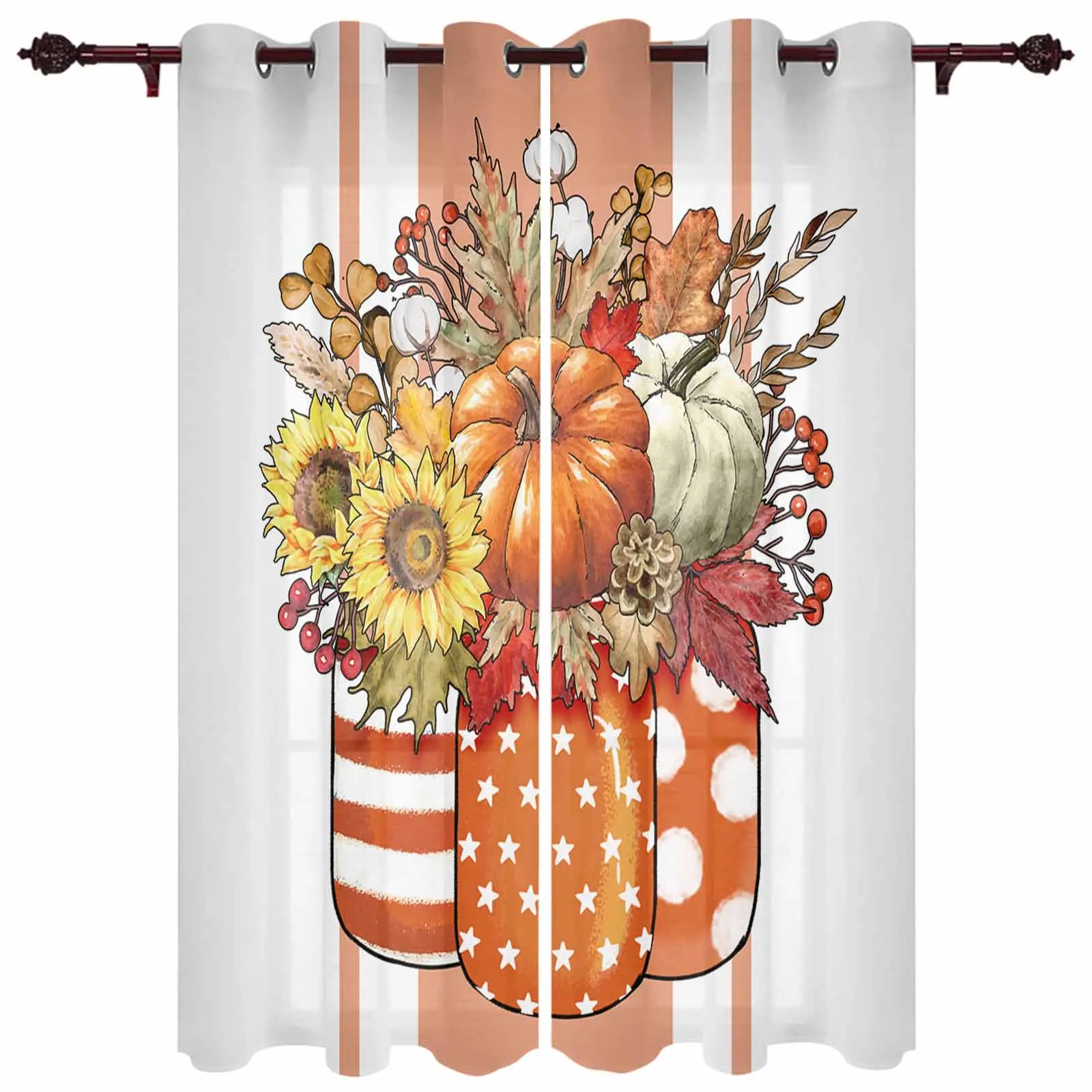 Autumn Maple Leaf Bouquet Modern Window Curtains for Living Room Bedroom Curtain Home Decor Balcony Drapes