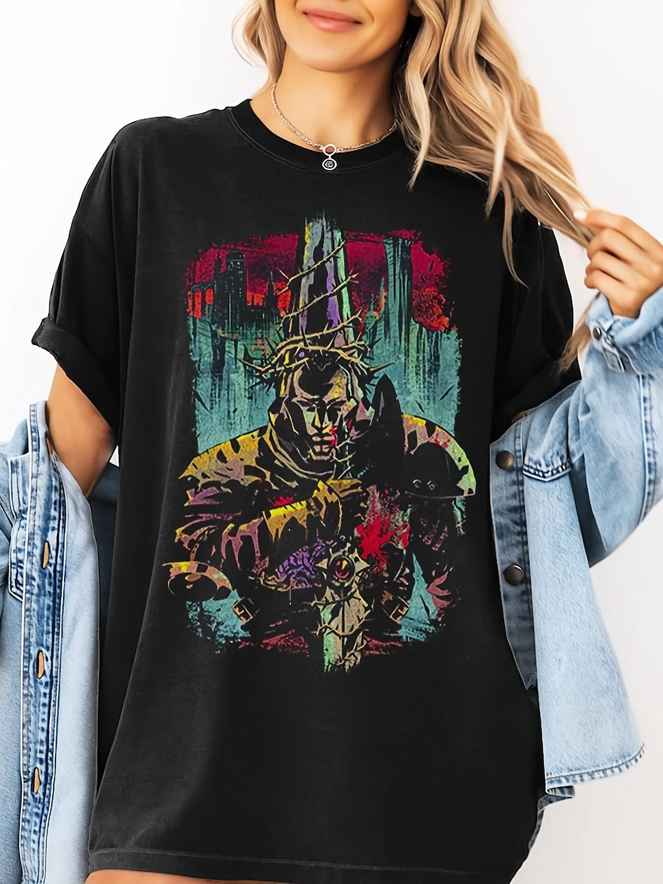 Blasphemous Video Game T-Shirt Iconic Blasphemous Print Round Neck Tee Suitable for All Seasons Machine Washable Casual Shirt