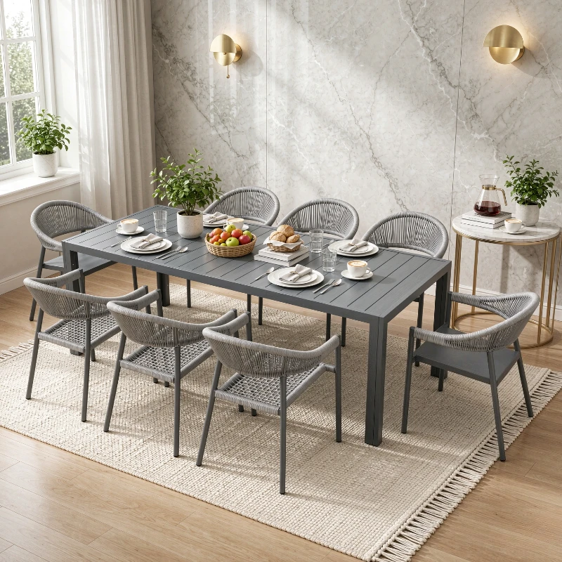 Rattan Dining Chair with Armrests Combination Backrest Indoor Outdoor Cafe Restaurant Garden Villa Courtyard Furniture 라탄 의자