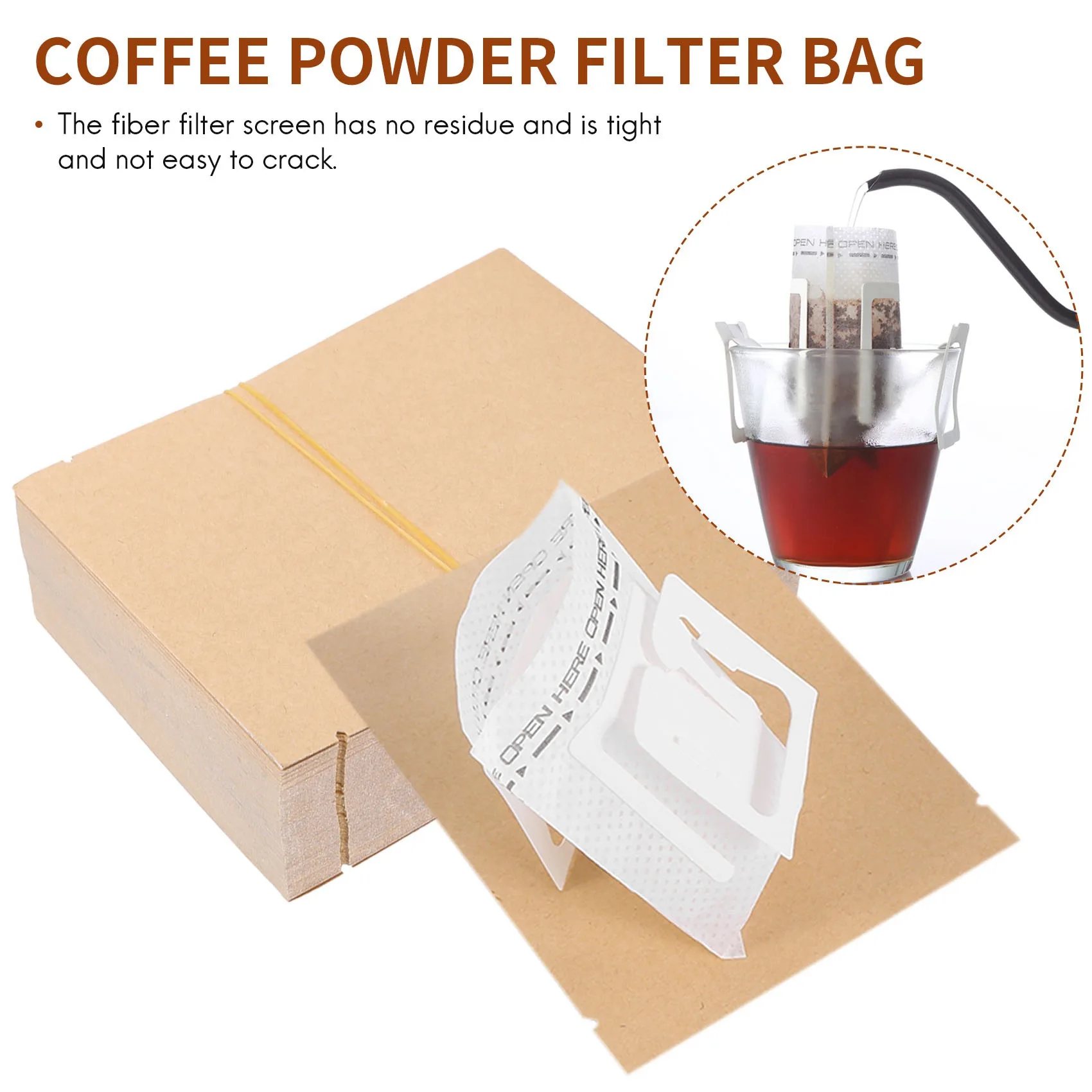 Juego de bolsas de filtro de café y bolsa de papel Kraft, herramientas de filtros de café por goteo portátiles para viaje y oficina, 100 unidades