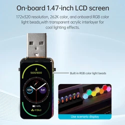 ESP32-S3 WIFI Bluetooth Development Board 1.47 inch LCD on-board RGB color beads Micro SD Card holder Full-speed USB Serial Port