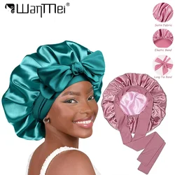 1pcs Silk Satin Sleeping Hat Women Satin Solid Night Hair Care Bonnet Nightcap For Women Men Unisex Cap Bonnet Shower Turban