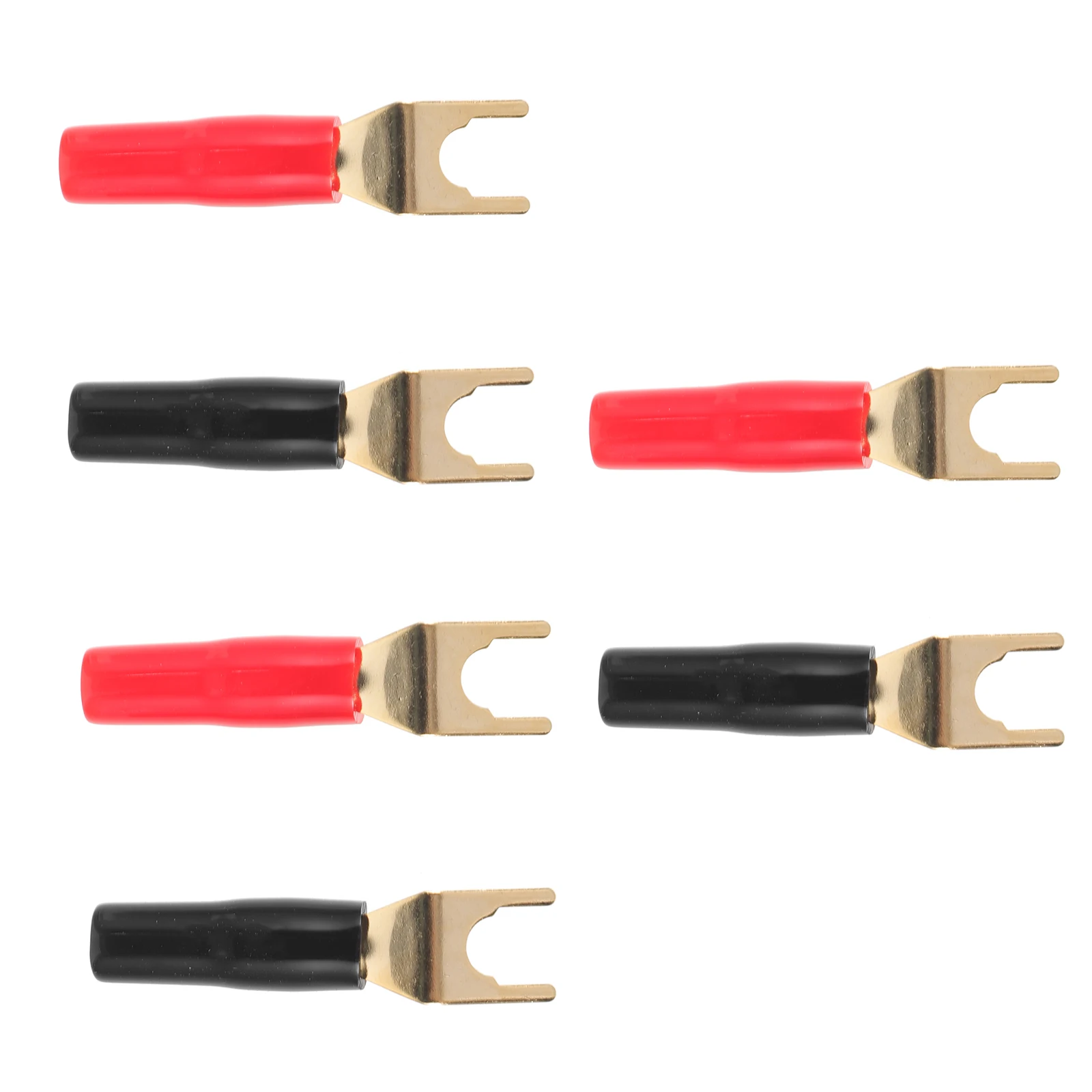 

6pcs U-Shaped Banana Plug Audio Plug Adapter Speaker Cable Gold Plated Copper Connector Screw Fork Terminal Y Type Locking Diy