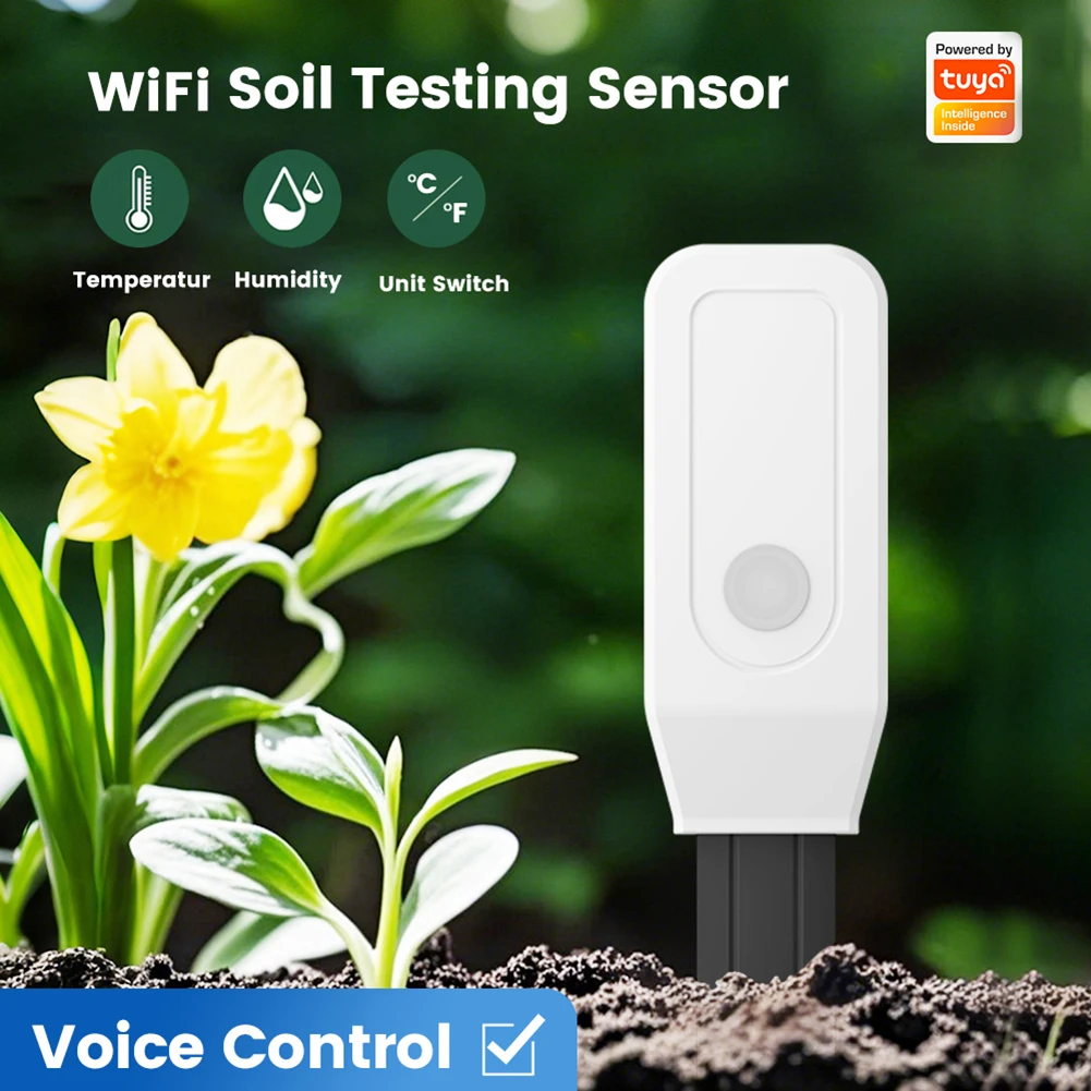 

WIFI Soil Tester APP Control Wireless Earth Hygrometer Multi-Function Soil Water Content Monitor for Plants Flowers