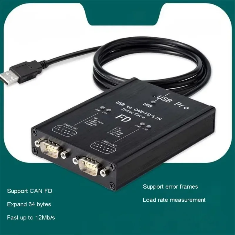 Dual Channel CAN FD Adapter Provides 2 * CAN FD Channels Compatible with CAN 2. OA (11 Bit ID), 2.0B (29 Bit ID)