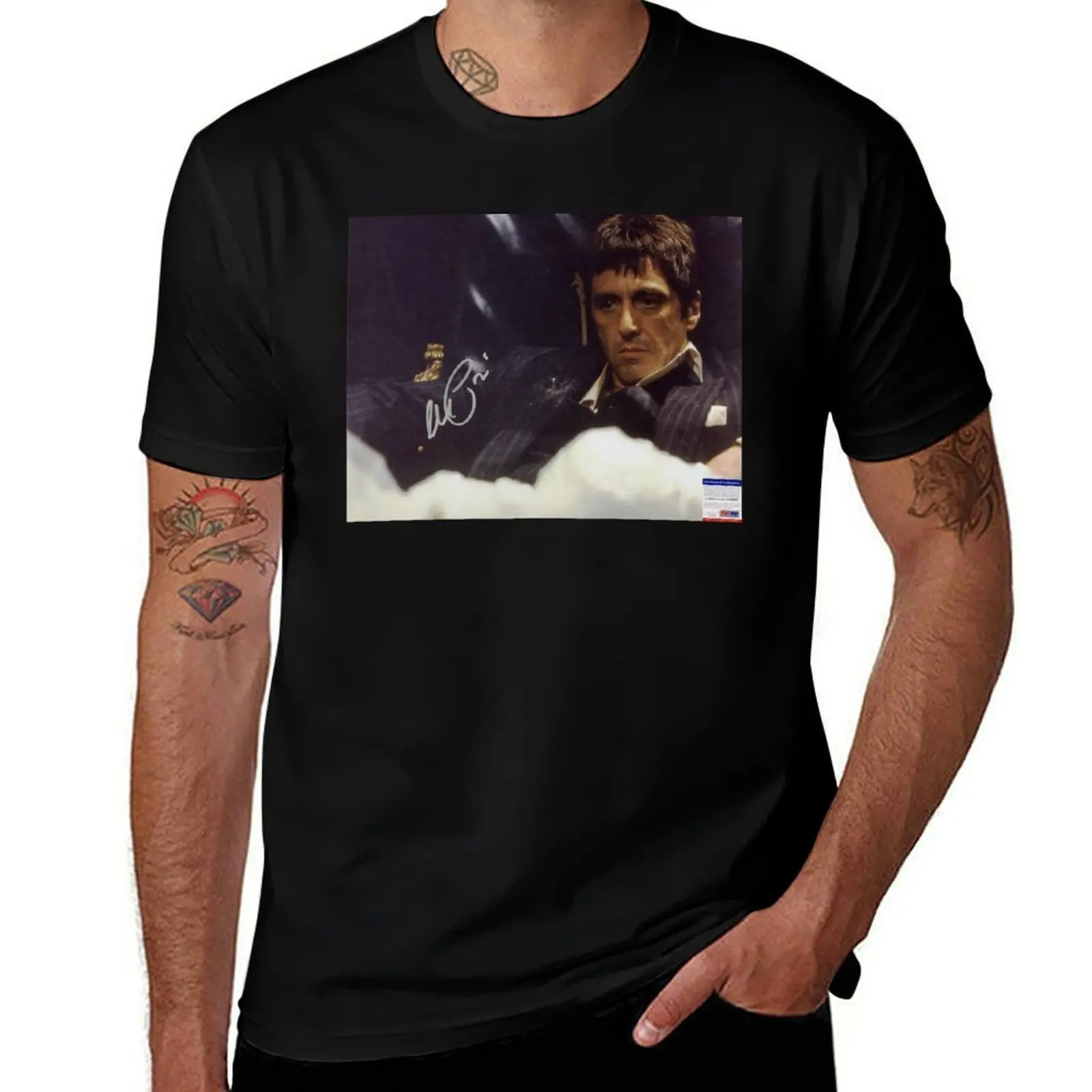 

Scarface PORTRAIT signed by AL PACINO T-Shirt Big Size Crew Neck T-Shirt