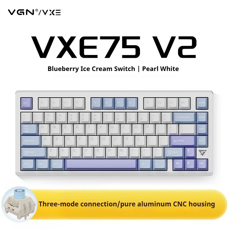 

VGN VXE75 V2 Mechanical Keyboard Aluminum Alloy Three Mode Bluetooth 2.4g Wired Rgb Gasket Full key hot swap Gaming Keyboard