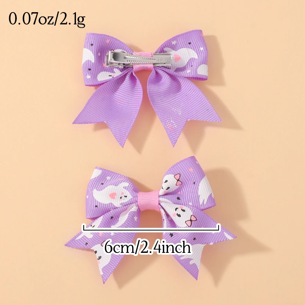 10/20pcs Halloween Bows with Hair Clip for Baby Girls Handmade Printed Pumpkin Head Festival Party Holiday Kids Hair Accessories