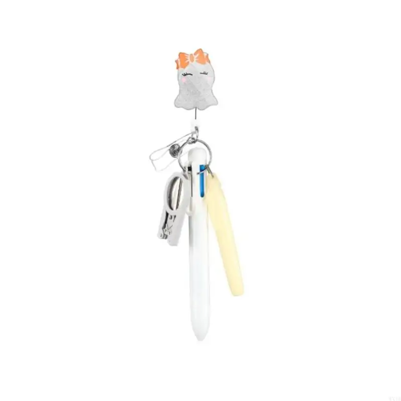 Nurse Retractable Badge Holder and Multicolor Pens Set with Highlighter Marker 