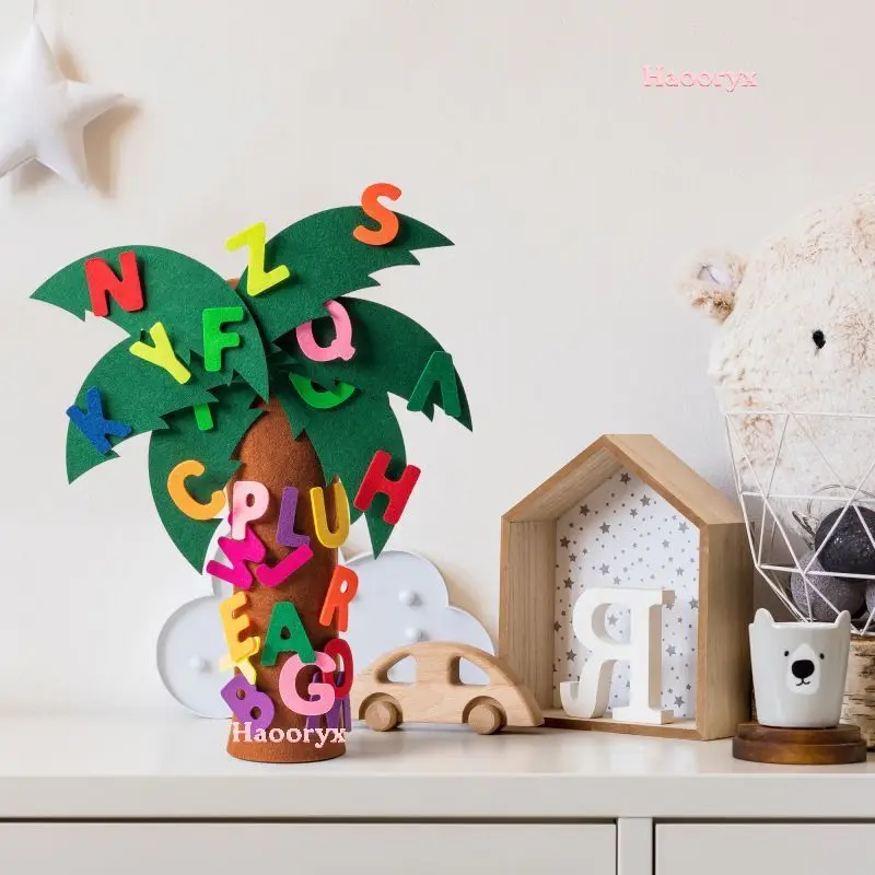 31Pcs Felt Coconut Tree Set Preschool Handmade DIY Craft Making a Tree Montessori Educational Toys Decoration Gifts For Children