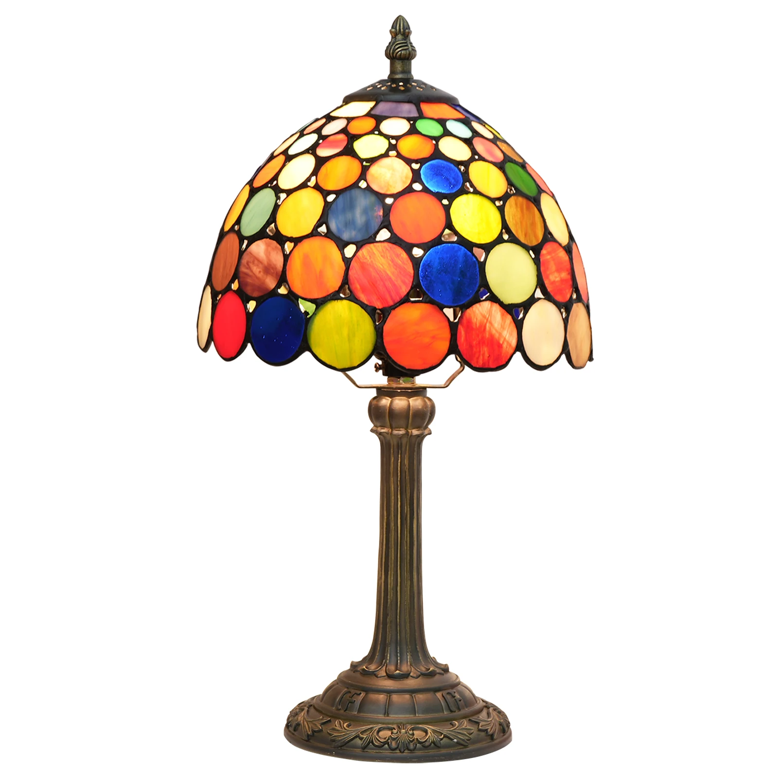 Minimalist Tiffany study bedroom bedside table lamp Colorful stained glass round piece lampshade home Decoration table lamps