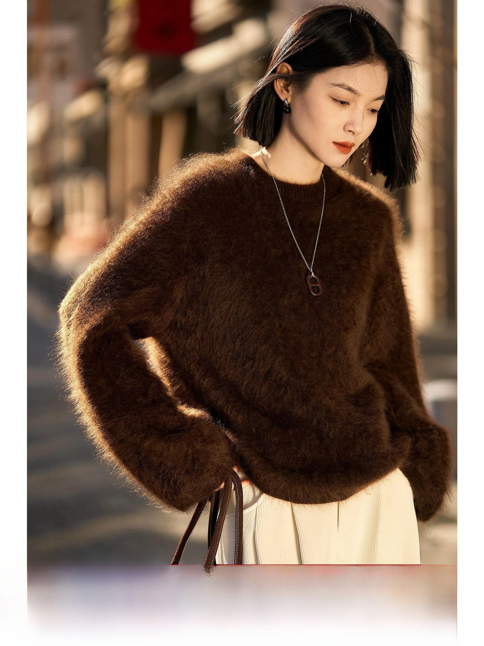 

Теплый вязаный жилет из кашемира с мехом для женщин, повседневный, свободного кроя, с длинными рукавами, круглым вырезом, новый цвет