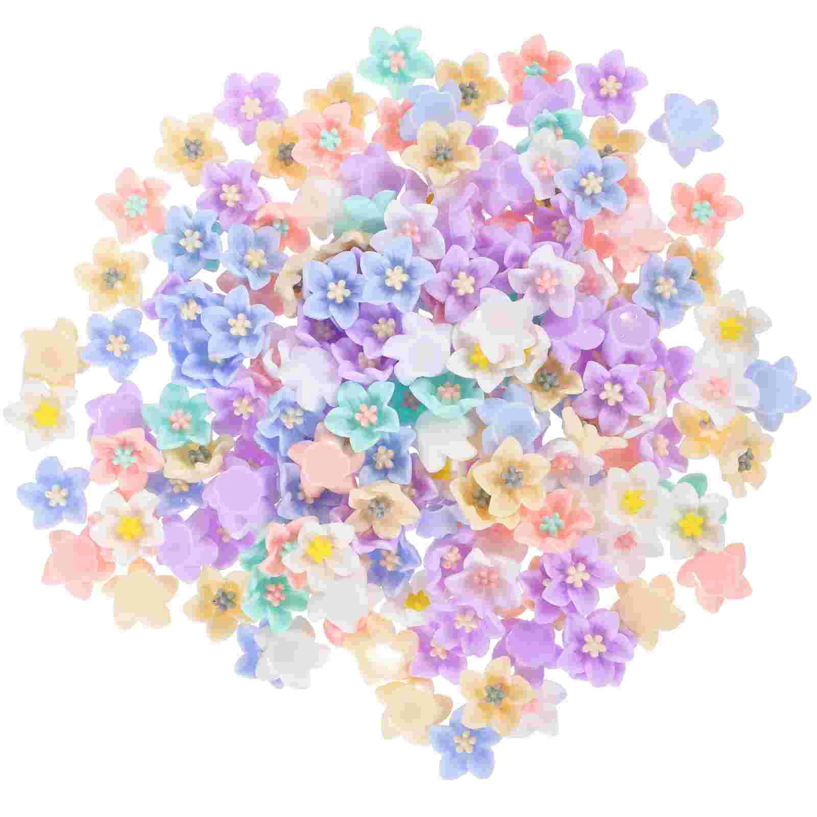 

200 Pcs Headband Resin Flower Petunia Pendant Handmade DIY Material Phones Cases Charms for