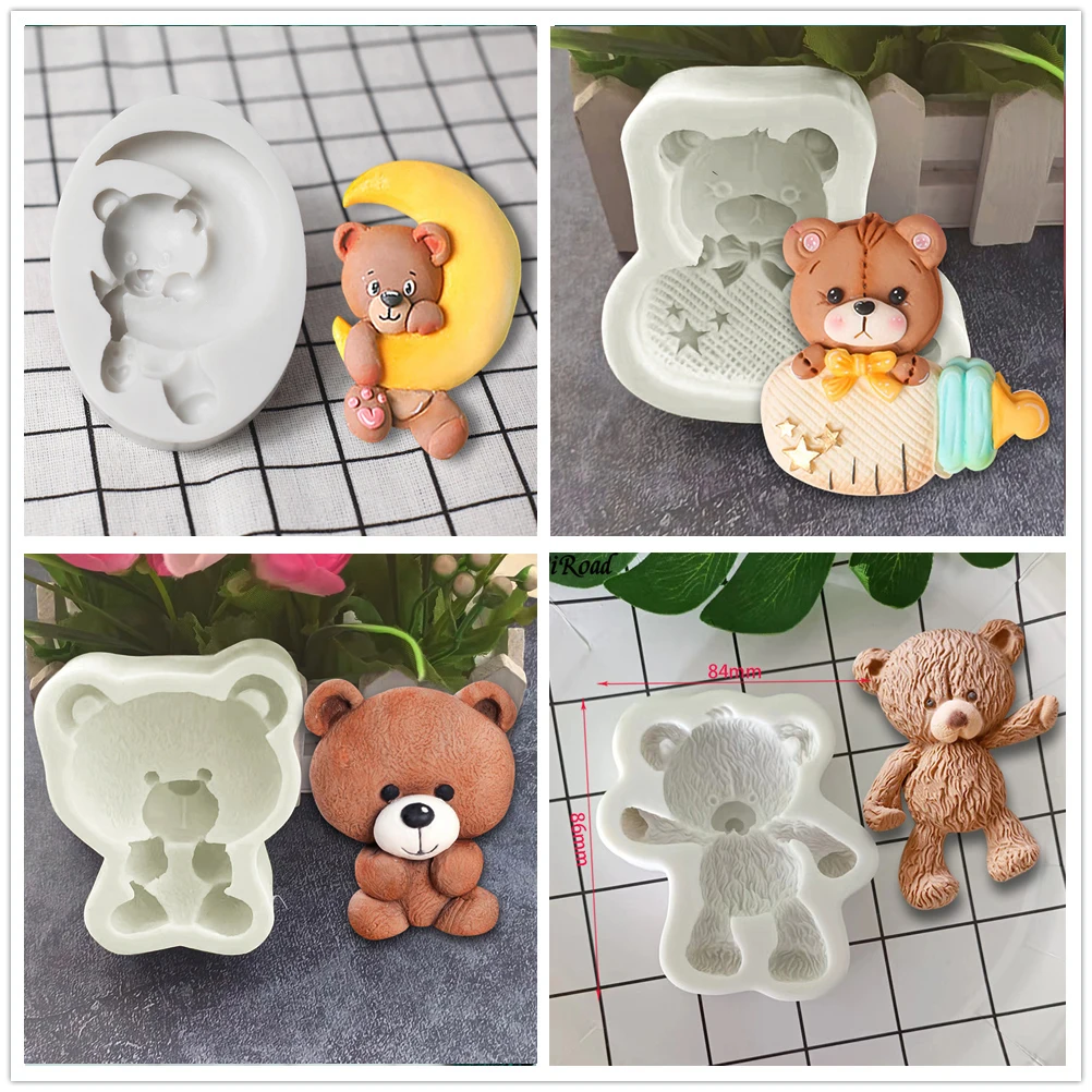 3D Animals Bears Pigs Rabbits Silicone Candies Craft Molds Resin Tools Cupcake Baking Molds Fondant Cake Decorating Tools