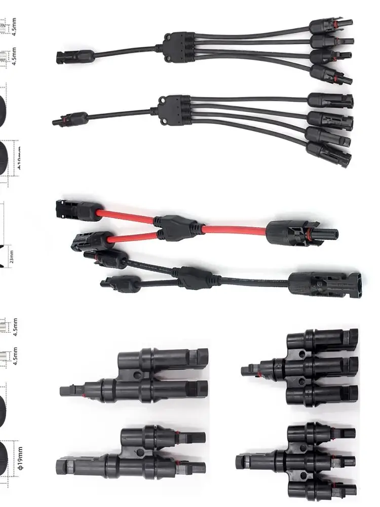 Solarpanel-Kabelverbinder 30A 1000V MC3/4 Stecker-Buchse-Verbinder mit Solardiodensicherung IP67 für Panel T Y-Verteiler Solar-Splitter