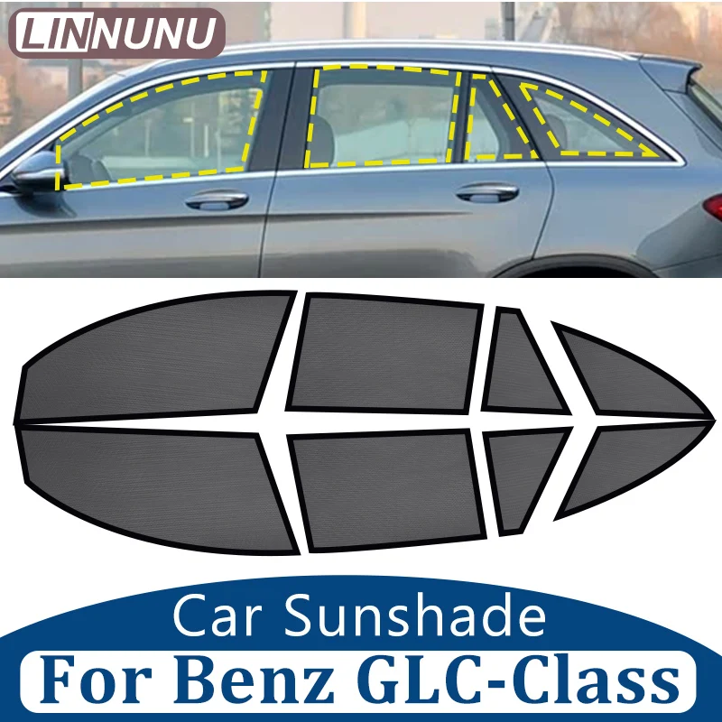 LINNUNU For Mercedes Benz GLC Class X253 X254 Car Sunshade Shield Magnetic Rear Side Window Visor Windshield Curtain Accessories