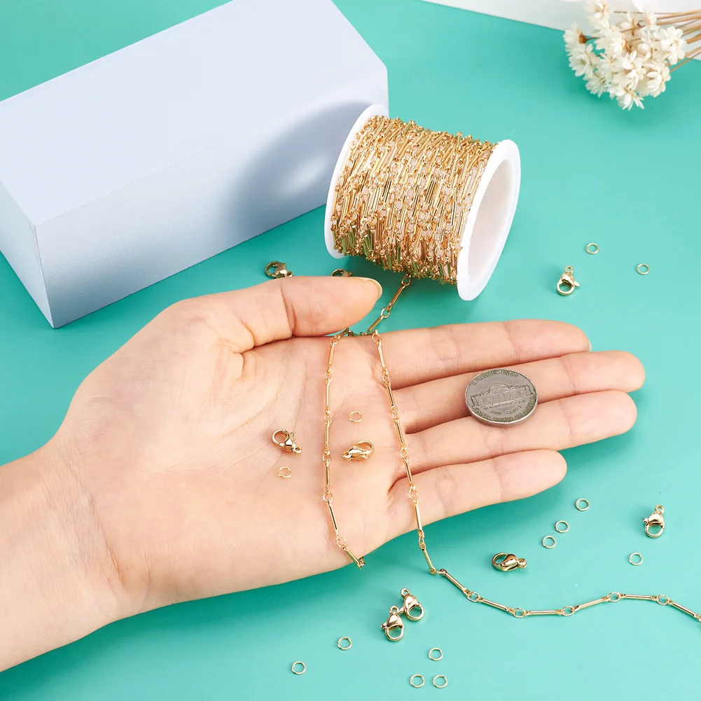 DIY 304 Stainless Steel Necklaces/Bracelets Jewelry Crafts Making Kit Accessories With Jump Ring Lobster Clasp Chain