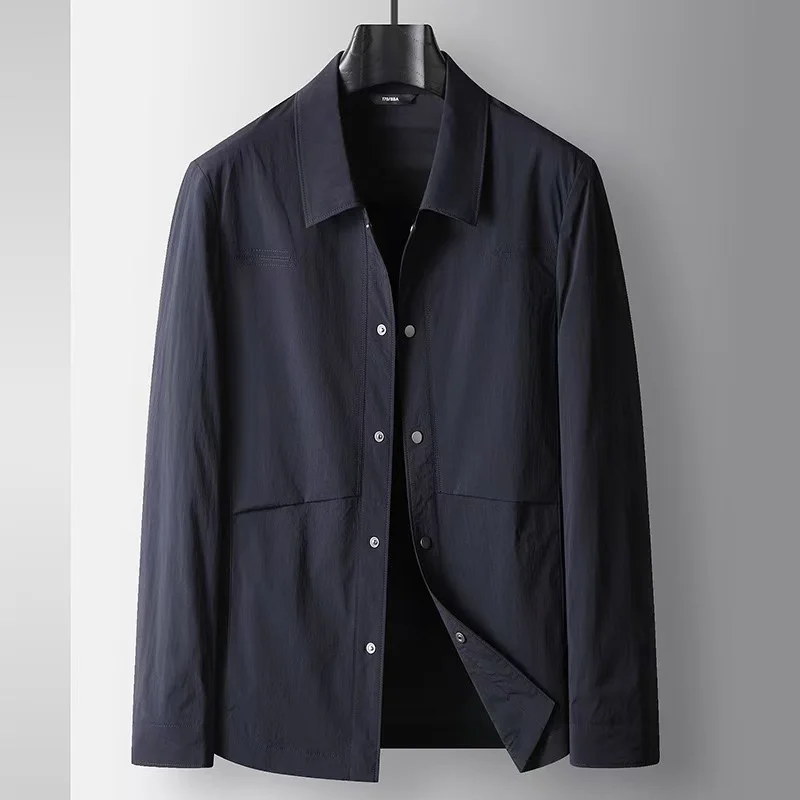 

2025 Spring and Autumn New Men's Business Casual Jacket Anti Wrinkle and Non Ironing British Quality Windbreaker Pie Overcomes