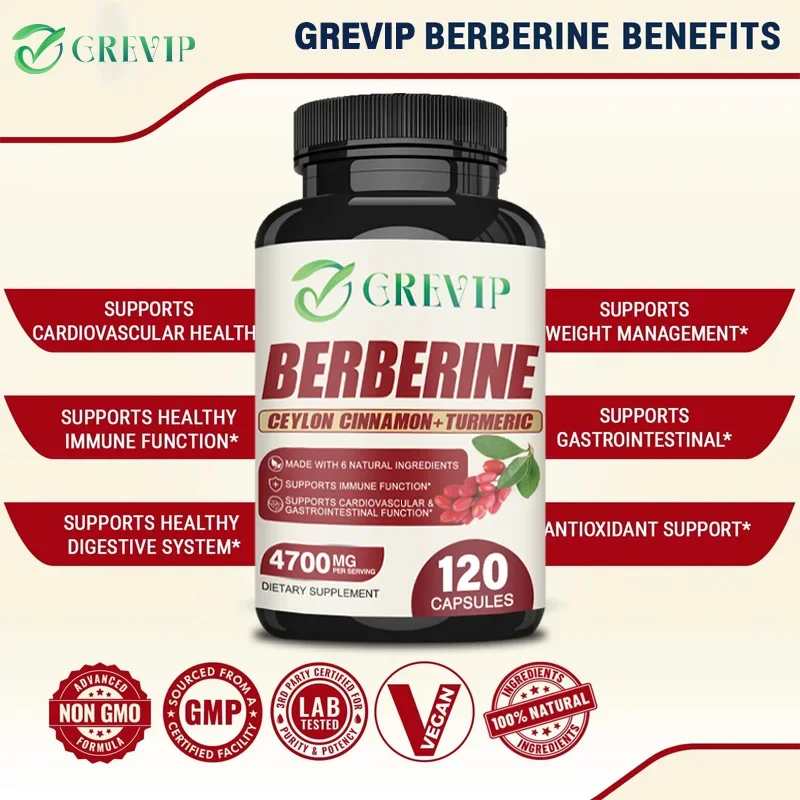Berberine Capsules - Contains Ceylon Cinnamon - Supports Heart Health, Immune System, Cardiovascular HealthSupplements