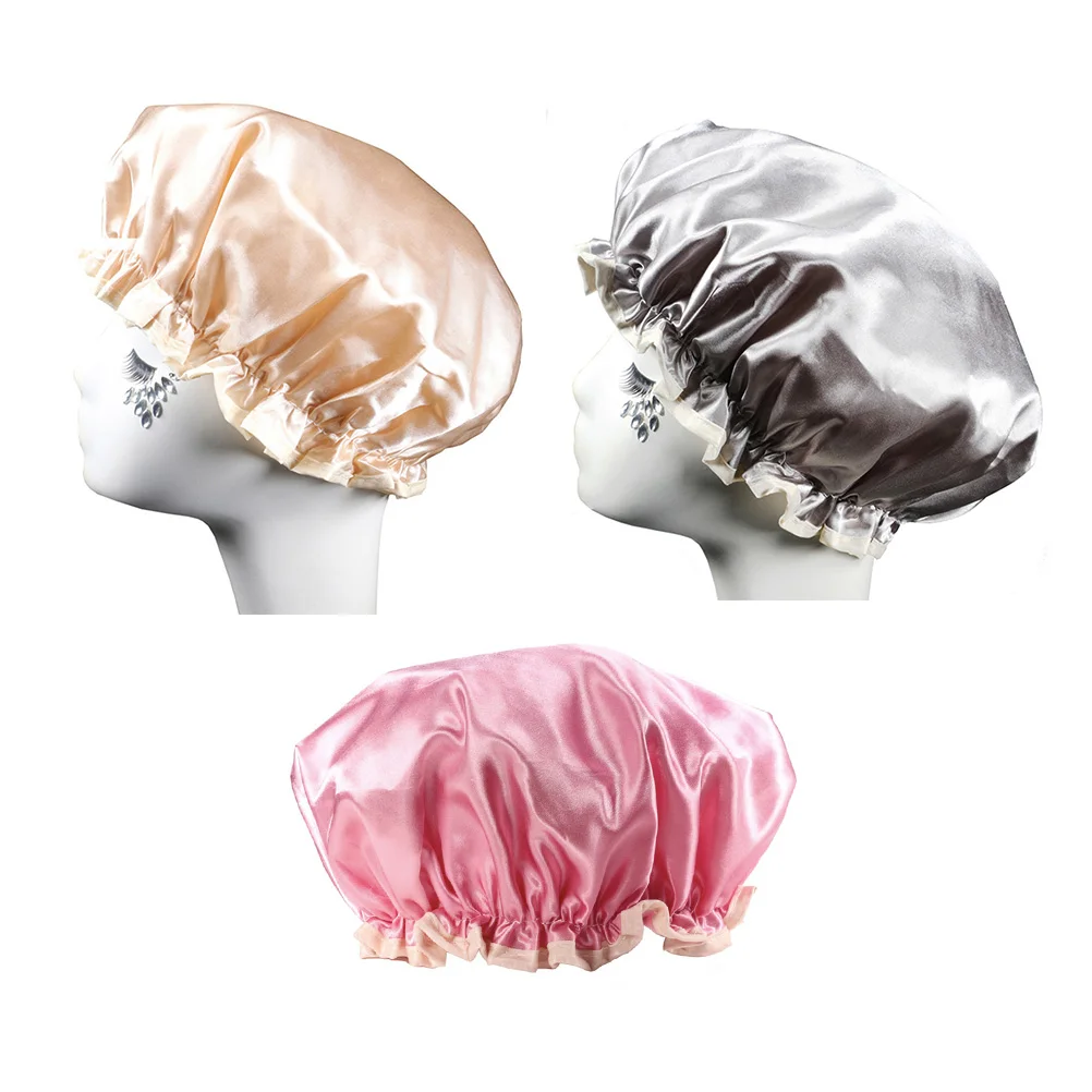 

3PCS Waterproof Bath for Women Lightweight Elastic B Foldable Bathing Hat Hair Protection Shower Hat Bathing Spa