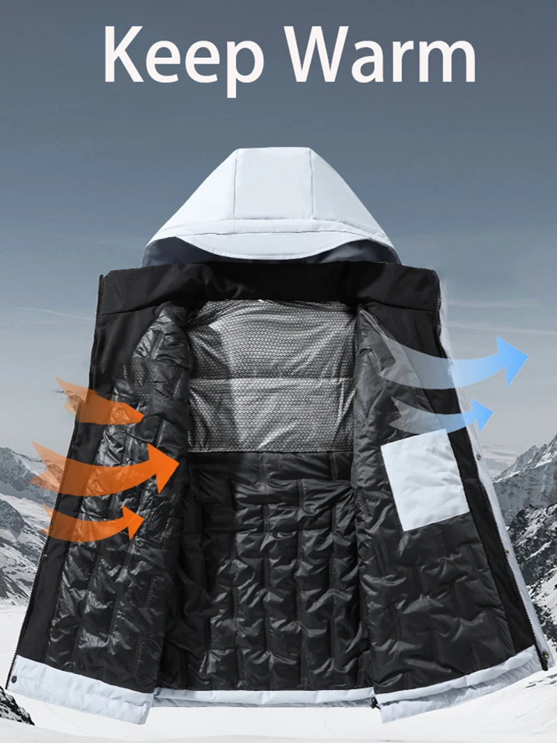 النساء والرجال الشتاء سترة منتفخة سترة مبطنة بالقطن رشاقته في الهواء الطلق معطف مقاوم للماء مقنعين زمم مع جيوب متعددة #5