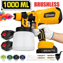 Brushless Electric Spray Gun High Power Cordless Paint Sprayer HVLP Auto Furniture Steel Coating Airbrush For Makita 18V Battery